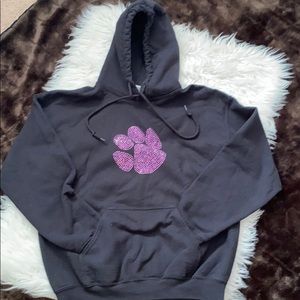Black Hoodie w/ purple paw  logo